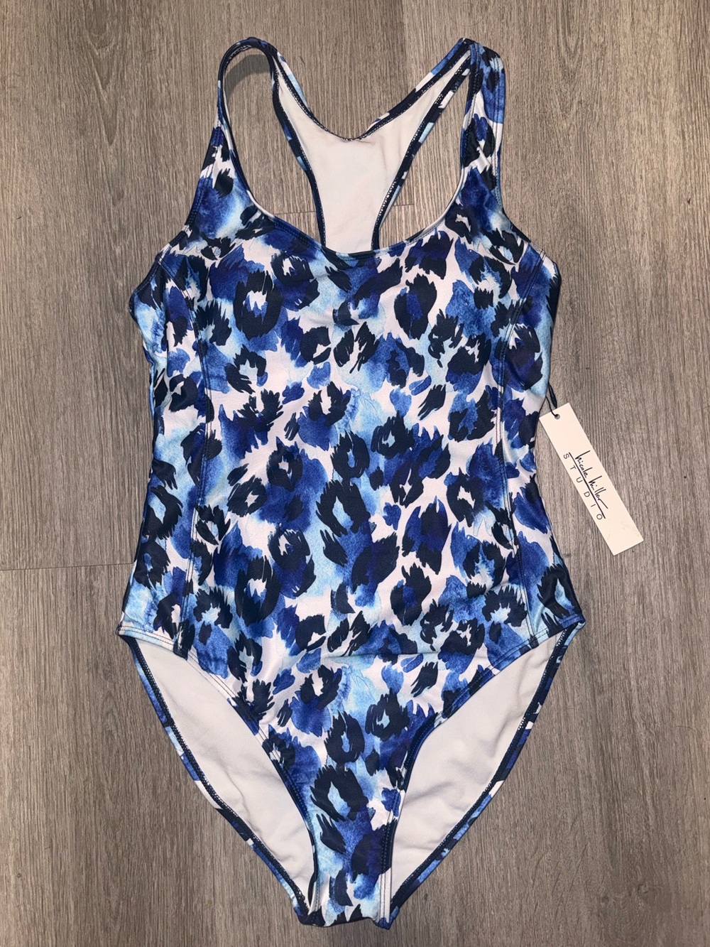Nicole Miller Studio- Women’s One-Piece Swimsuit in Blue Cheetah Print Medium